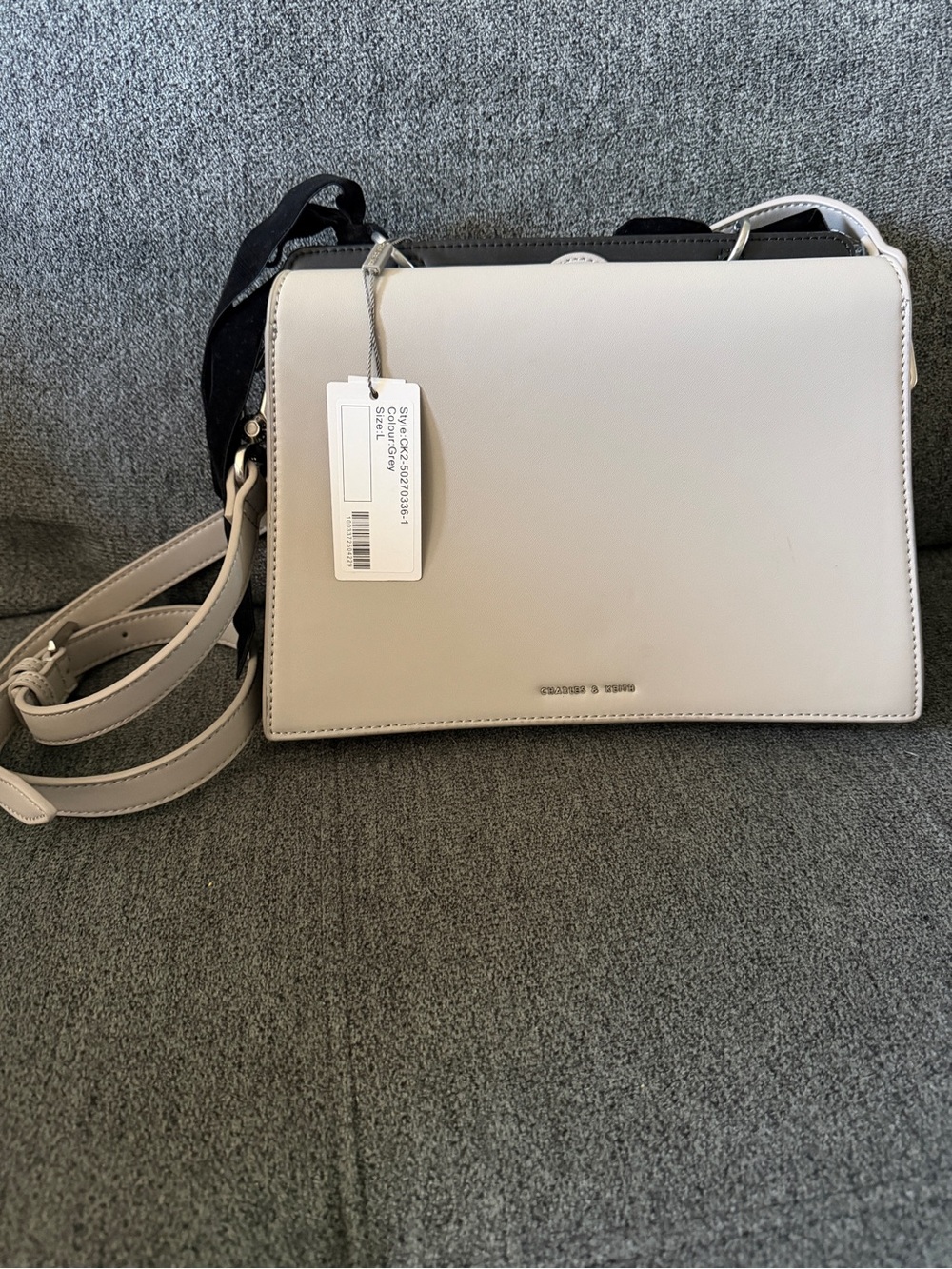 Charles & Keith Pale Gray and black Crossbody Bag NWT